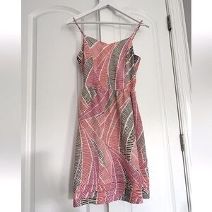 Gap Tropical Mini Showgirl dress Pink Orange Khaki ivory spaghetti straps Sz 4